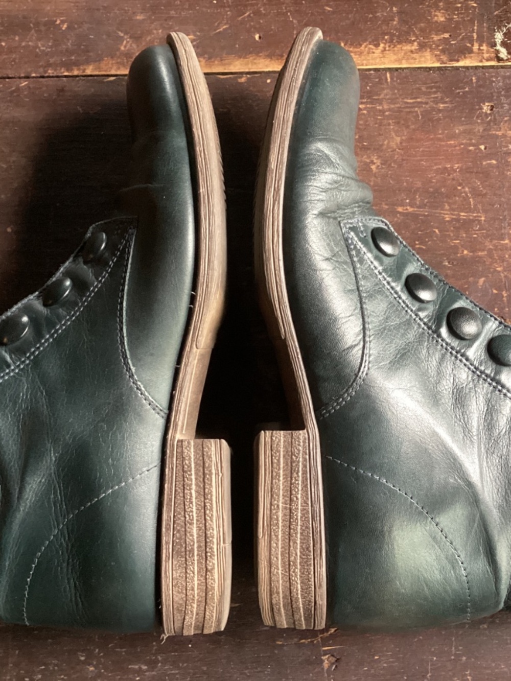 MIZ MOOZ 9.5 ANKLE BOOTS GREEN EDWARDIAN VICTORIAN STYLE LEATHER - Picture 3 of 11